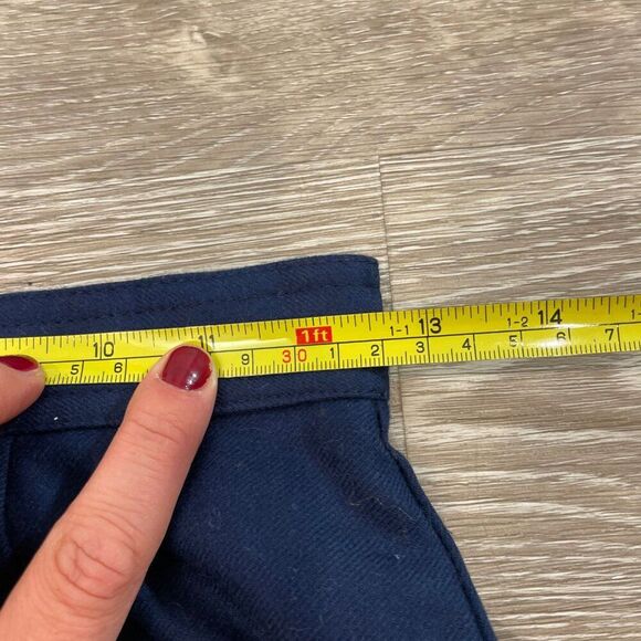 Vintage Sportlight Petites 100% Wool Plaid Front Midi Skirt HIgh Waist Navy XS - Picture 6 of 8